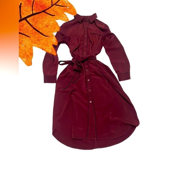 WHO WHAT WEAR BURGUNDY BUTTON DOWN DRESS - Picture 8 of 12